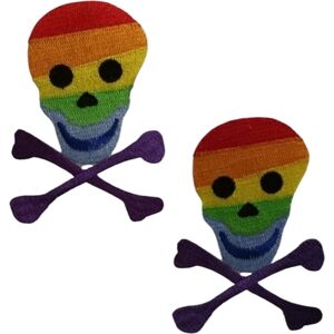 🔥2 Rainbow Gay Pride Skull Iron-On Patches